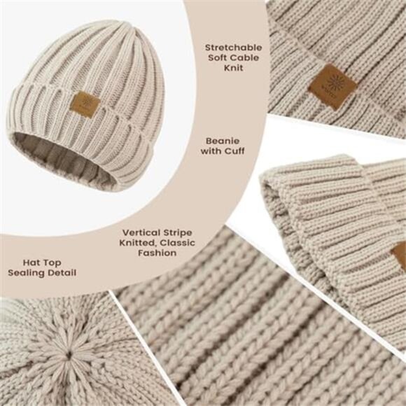 Women\'s Winter Hat Beanie Long Scarf Touch Screen Gloves Set main image 4